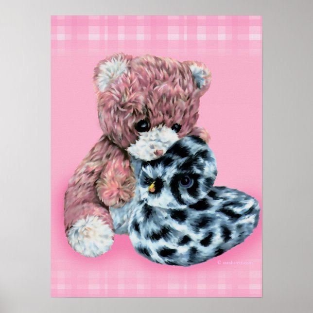 Nounours d'ours en peluche bébé impression rose (Devant)