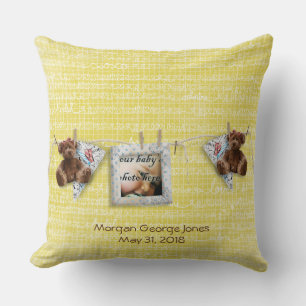 Nounours Photo Frame Jaune Baby Nursery Coussin