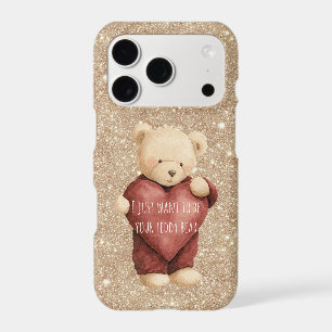 Nounours rouge cœur paillettes or