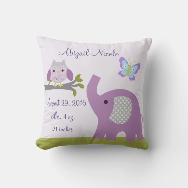 Nourrisson Dreamland Owl/Elephant Coussin Keepsaké (Recto)