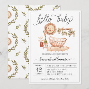 Nourriture Neutral Boho   Invitation Baby shower