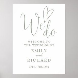 Nous aimons Heart Sage Green Mariage Affiche de bi
