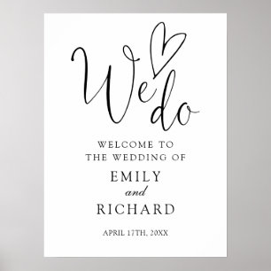 Nous aimons Mariage de coeur Affiche de bienvenue