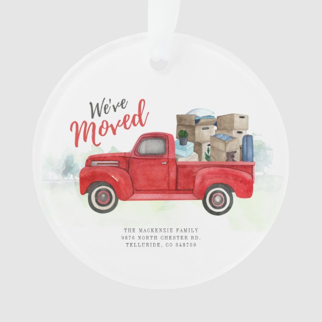 Nous avons déménagé aquarelle rouge Camion vacance (devant)