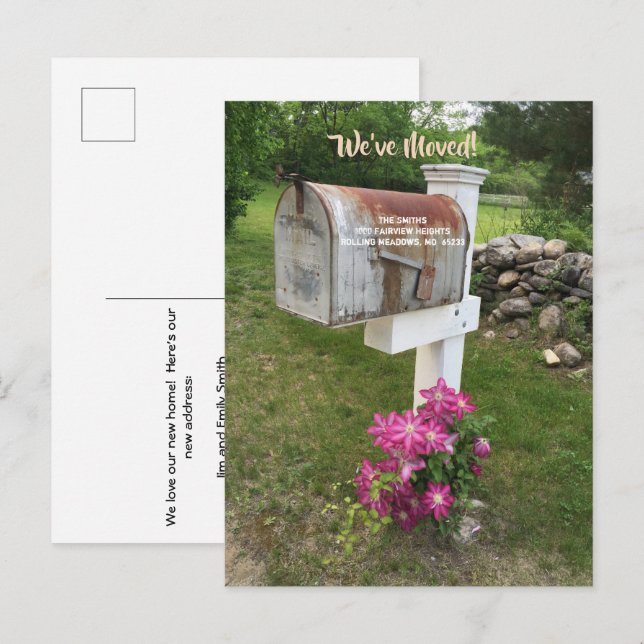 Nous avons déménagé Carte postale de nouvelle adre (Devant / Derrière)