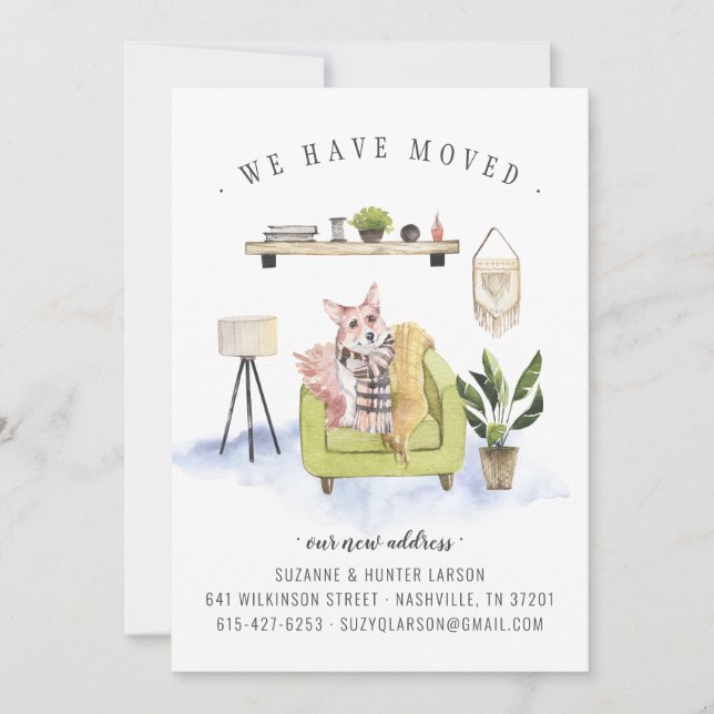 Nous Avons Déménagé | Corgi Moving Faire-part (Devant)