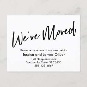 "Nous avons déménagé" Écriture moderne Carte blanc