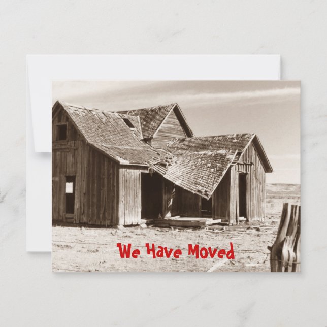 Nous avons déménagé Faire-part Sepia Old Homestead (Devant)