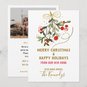 Nous avons déménagé la carte de Noël photo Mistlet