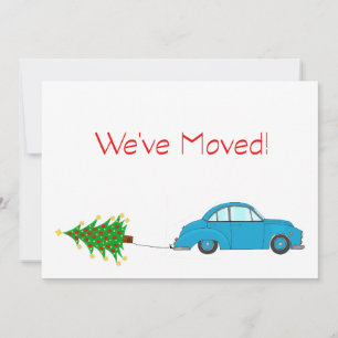 Nous avons déménagé voiture et arbre carte de Noël