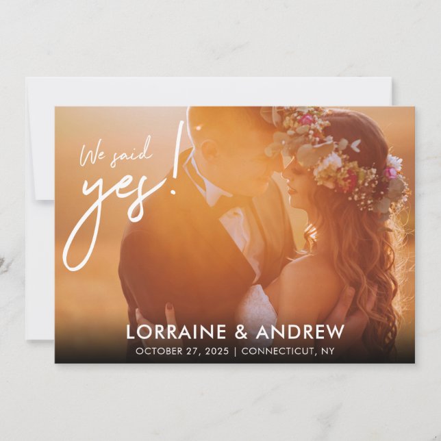Nous avons dit oui carte photo d'invitation de réc (Devant)