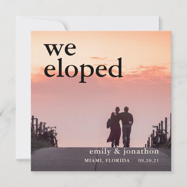 Nous Avons Elopé Le Faire-part Photo Elopement (Devant)