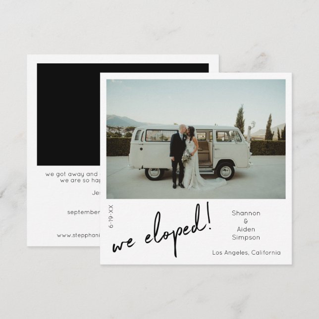 Nous Avons Elopé Le Faire-part Photo Instant (Devant / Derrière)