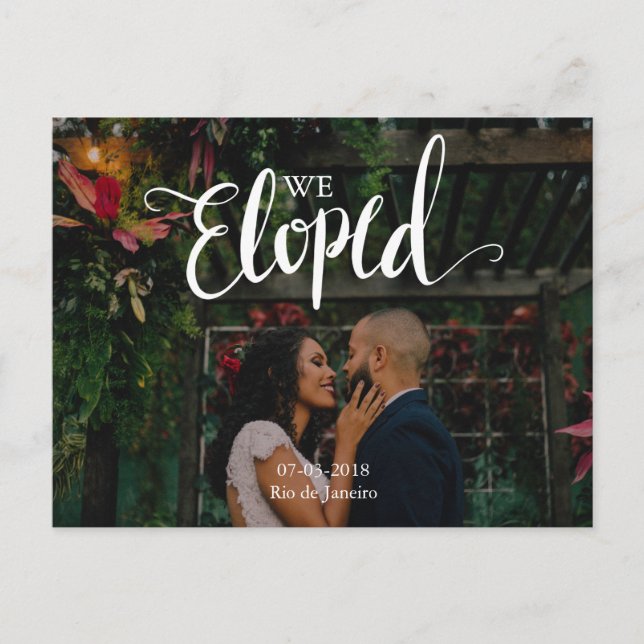 Nous Avons Elopé Simple Mariage Faire-part Carte P (Devant)