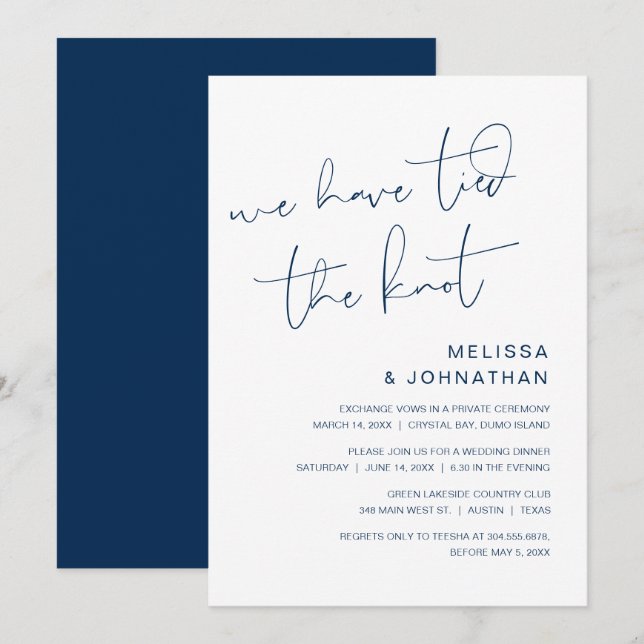 Nous avons fait le nœud, Invitation de Mariage en  (Devant / Derrière)