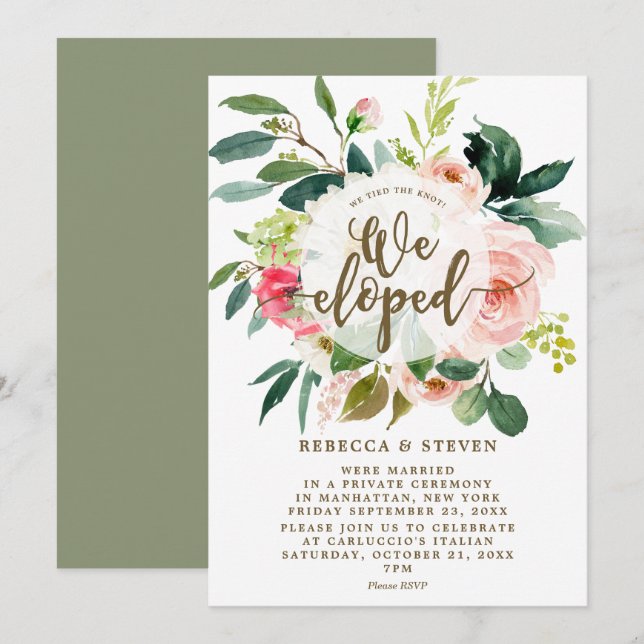 nous avons fui la verdure fleurie rose invitation  (Devant / Derrière)