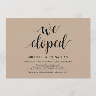 Nous avons fui, Mariage Elopement Invitations de r