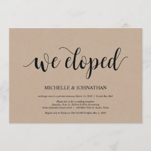Nous avons fui, Mariage Elopement Invitations de r