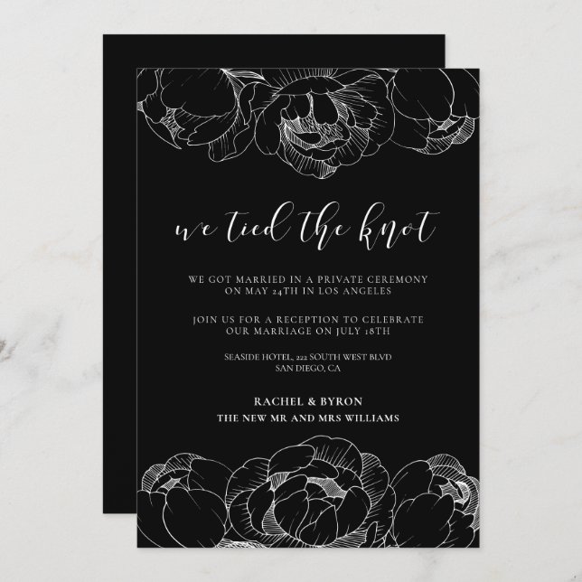 Nous avons noué le nœud Faire-part de mariage aux  (Devant / Derrière)