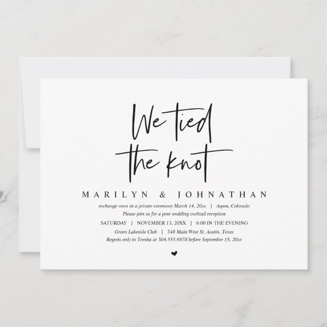 Nous avons noué le nœud, Invitation de mariage en  (Devant)