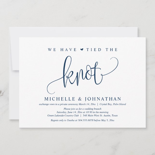 Nous avons noué le nœud, Invitation de mariage Par (Devant)
