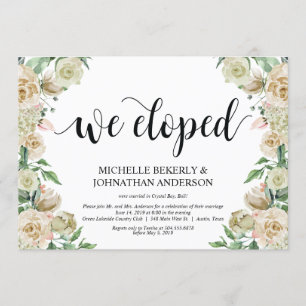 Nous avons quitté, Elopement Réception Carte d'inv