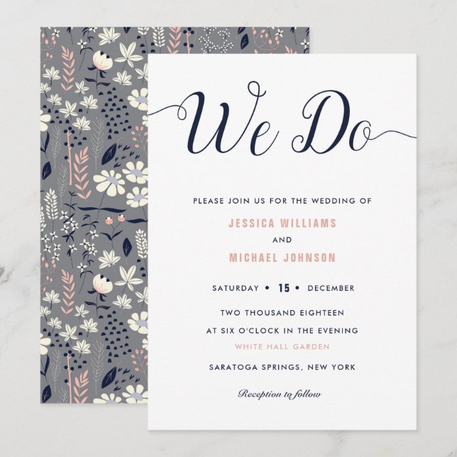 Nous Faisons Floral Mariage Invitations (Devant / Derrière)