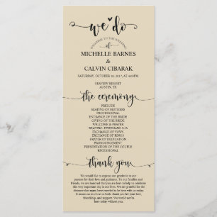 Nous faisons la carte de programme de mariage dans