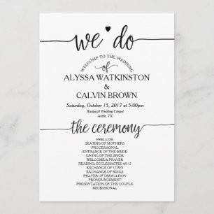 Nous faisons mariage carte programme 5x7 design