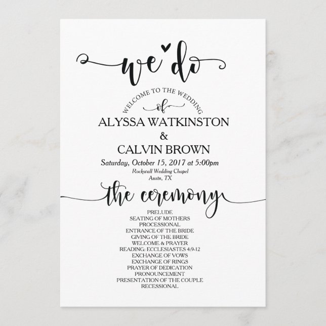 Nous faisons mariage carte programme 5x7 design v2 (Devant)