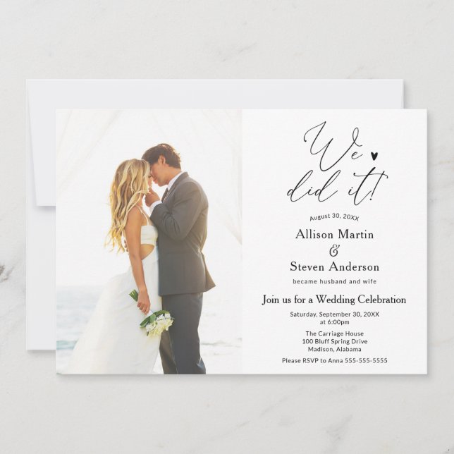 Nous L'Avons Fait Réception De Mariage Invitation (Devant)