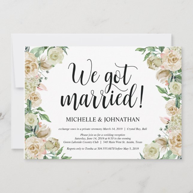 Nous nous sommes mariés Carte d'invitation pour la (Devant)