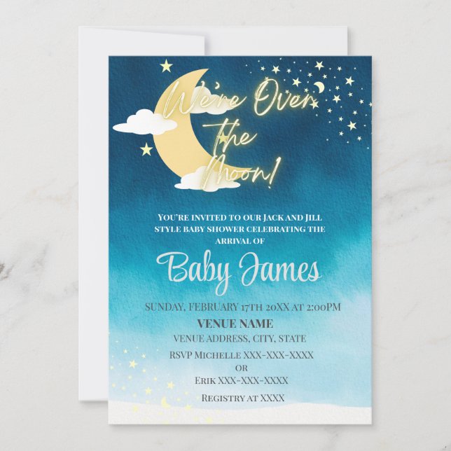 Nous sommes au-dessus de la lune Invitation Blue N (Devant)
