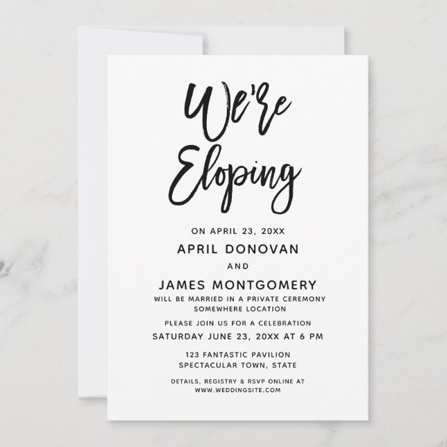 Nous sommes Eloping Brush Typography Faire-part de (Devant)
