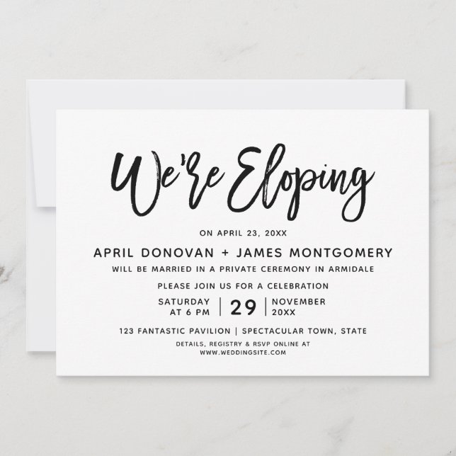 Nous sommes Eloping Brush Typography Faire-part de (Devant)