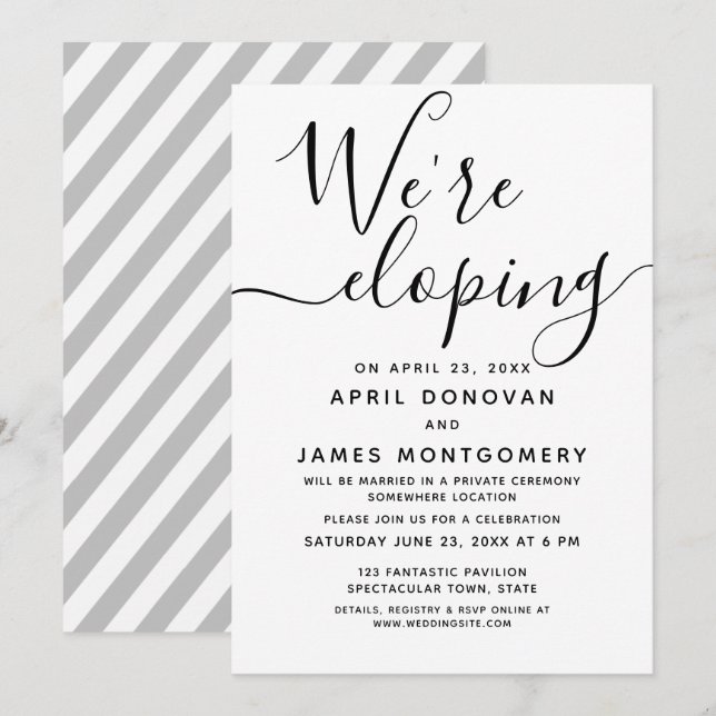 Nous sommes en fuite Typographie Faire-part de mar (Devant / Derrière)