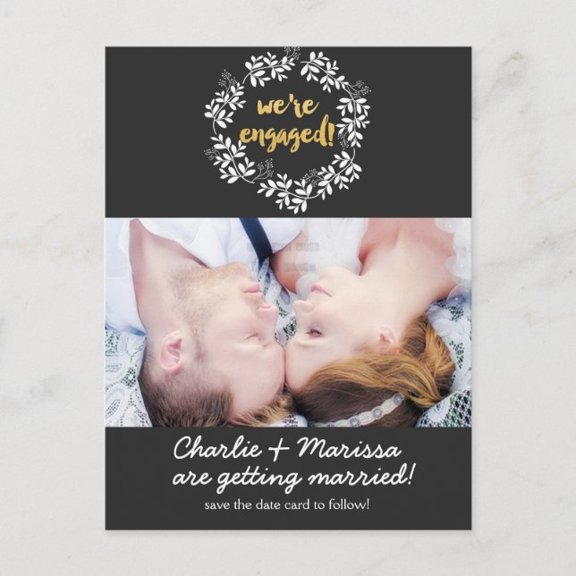 NOUS SOMMES ENGAGÉS Mariage Photo carte postale (Devant)