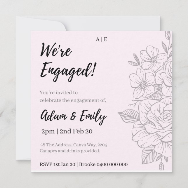 Nous sommes fiancés ! Invitation florale (Devant)