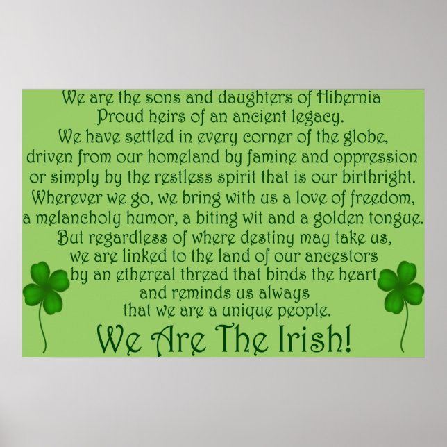 Nous sommes les Irlandais ! Impression de l'affich (Devant)