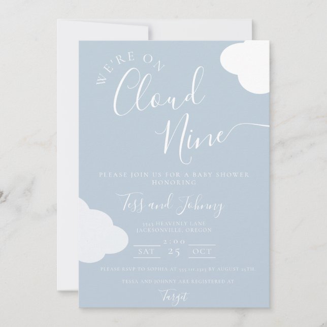 Nous sommes sur Cloud Nine Baby shower Invitation (Devant)