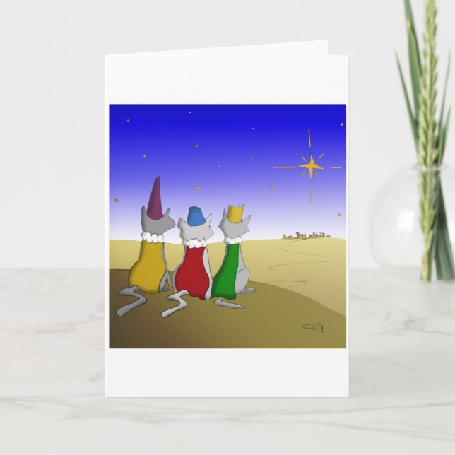 Nous trois chats - carte vierge de Noël (Devant)