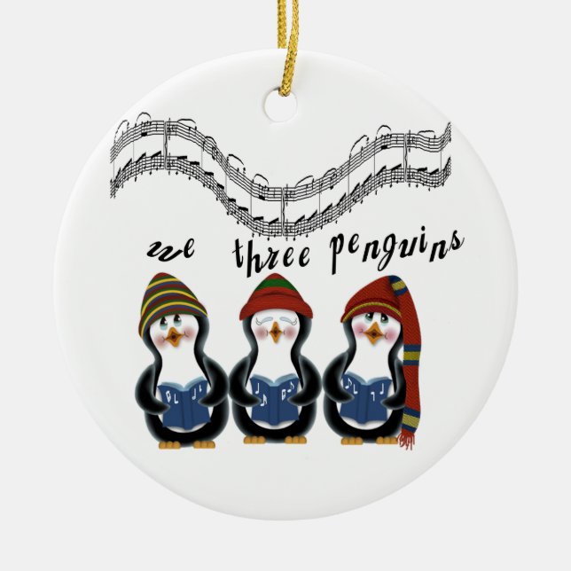 Nous trois pingouins ornement de Noël (Devant)