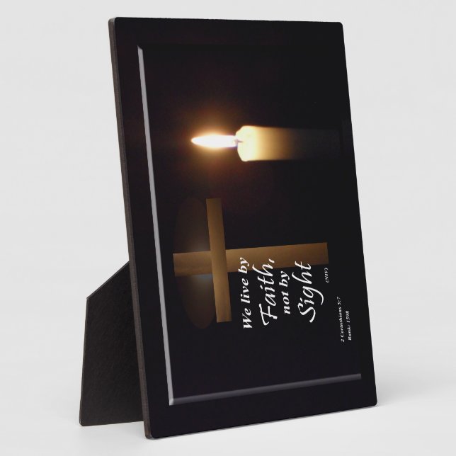 Nous Vivons Par La Foi Bible Verse Plaque (Côté)
