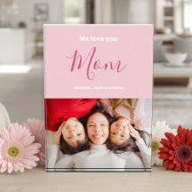 Nous vous aimons maman Bloc photo minimaliste rose