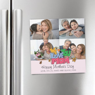 Nous vous aimons maman carte magnétique 4 photos