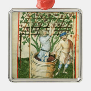 Nouv Acq Lat Gathering and pressing grapes Metal Ornament