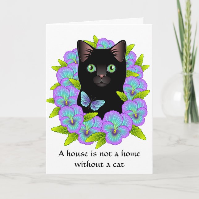 Nouveau Accueil Félicitations Carte - Floral Chat  (Devant)