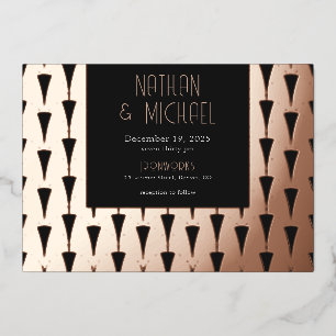 Nouveau Art Deco Rose Foil Invitation