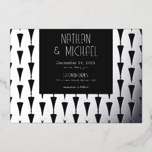 Nouveau Art Deco Silver Foil Invitation