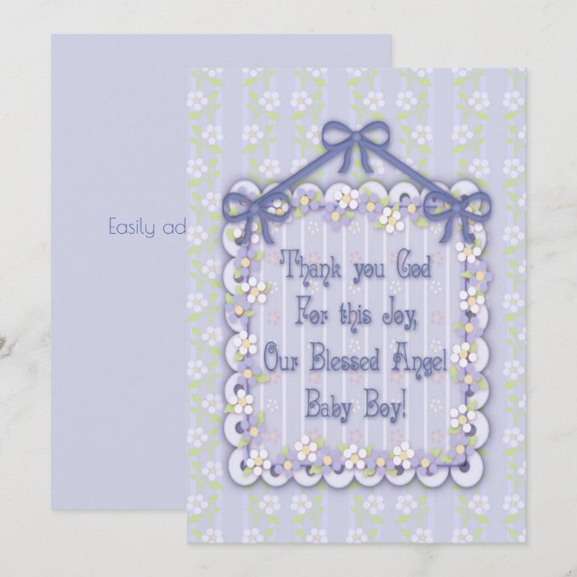 Nouveau Baby Boy Frilly Faire-part Card (Devant / Derrière)